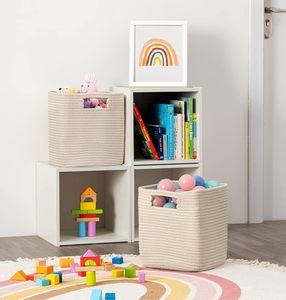 Bán Buôn 3 Gói Tủ Quần Áo Tổ Chức Kệ Giỏ Dệt Lưu Trữ Cube Tổ Chức Lưu Trữ Bin Bông Sợi Dây Lưu Trữ Giỏ - Product Image 2