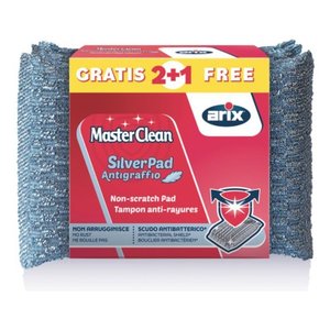 Lot de 3 éponges antibactériennes anti-rayures Silver Pad MASTERCLEAN 22214 - Product Image 1