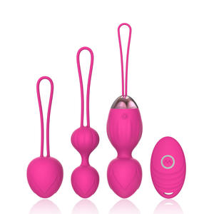 Balle d'exercice vaginale Manshi Kegel, rose rouge, bouton manuel 2-en-1, silicone, exercices de relaxation féminine, étanche - Product Image 1