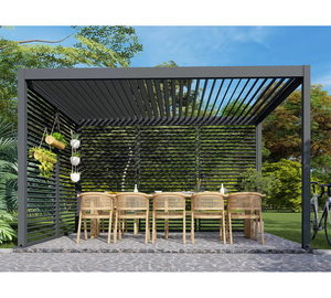 Kit de Pergola en Aluminium Écologique 12x20 pieds à Assemblage Facile DIY, Toit à Lames Motorisé Étanche, Abri Extérieur Naturel avec Porte - Product Image 3