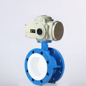 วาล์วผีเสื้อไฟฟ้าแบบมีหน้าแปลนคู่ ขนาด DN200 8 นิ้ว PN16 24 โวลต์  พร้อมซีล PTFE  ตัววาล์วทำจากเหล็กดัด - Product Image 3