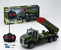 Camion lance-roquettes militaire 4CH semi-alliage multi-tubes avec éclairage LED, véhicule de combat de simulation, jouet
