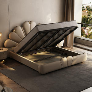 יוקרה כפול מיטת מסגרת חדר שינה ריהוט מלך גודל מיטת איטלקי מודרני עור מלכה עם אחסון - Product Image 3