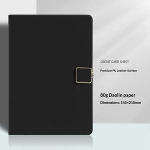 Wholesale Magnetic Custom Black Pu Leather Hardcover Modern Business Notebook Journal 80g <b>A5</b> Planner Custom Logo Promotional - Product Image 2