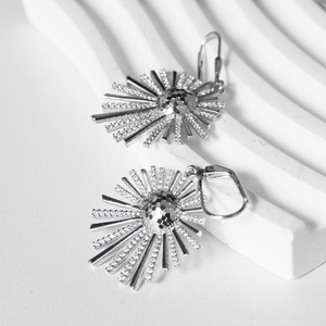 Carline Tùy Chỉnh 925 Sterling Silver 18K Vàng Mạ Bông Tai Sang Trọng CNC Khắc Hình Học Zircon Hợp Thời Trang Của Phụ Nữ Bên - Product Image 6