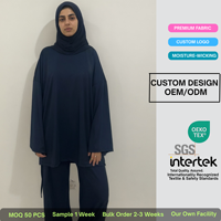 Burkinis modestes 3 pièces pour femmes musulmanes, avec hijab intégré, pantalon large et manches à boutons – Maillot de bain islamique
