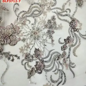 Embroidery Wedding Dress Decoration Wholesale Colorful Beads Fabric Embroidery Lace Beading Fabric For Dress Fabric