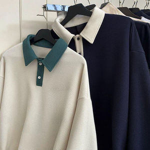 Felpa da uomo in cotone 100% di alta qualità per <span class=keywords><strong>Polo</strong></span> a maniche lunghe con motivo solido invernale felpa traspirante tinta unita - Product Image 5