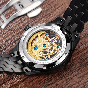 Montre analogique squelette de luxe pour homme, bracelet en acier inoxydable, mouvement automatique, résistante à l'eau, cadran en verre - Product Image 2