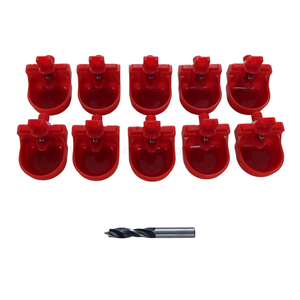 Kit 10 Set di Abbeveratoi Automatici Rossi in Plastica con Pompaggio a Pressione per Polli, con Punta per Trapano, per Pollaio da Giardino - Product Image 3