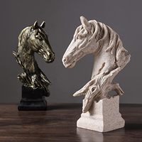 Magnifiques sculptures de buste de cheval en résine, figurines d'animaux de collection pour la décoration de la maison, décoration de table de bureau, décoration d'armoire