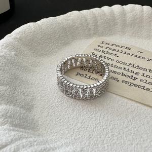 Bague à la mode européenne et américaine, argent pur S925, style antique de luxe léger, incrustée de zircon, style simple et basique, personnalisable - Product Image 4