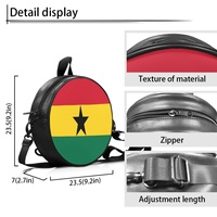 Sac à dos imperméable en PU avec imprimé drapeau national du Ghana pour femme, sac à bandoulière quotidien à double usage, fermeture éclair intérieure