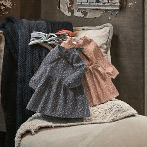 Robe de demoiselle d'honneur pour filles, style princesse, en coton à fleurs, manches longues, col carré, décontractée, pour l'hiver - Product Image 1