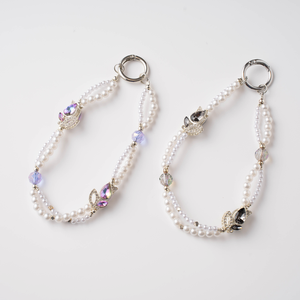 حبل تعليق فاخر مصنوع يدويًا للهواتف المحمولة بطبقتين مع فيونكة وقلب كريستالي، مصنوع من البلاستيك، إكسسوار أصلي للهاتف طراز XY-<span class=keywords><strong>PL</strong></span>-P160 - Product Image 2