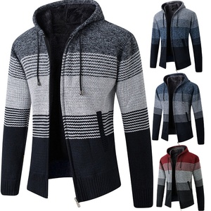 Cardigan Invernale da Uomo in Pile Spesso e Caldo, Felpa con Cappuccio Classica a Maniche Lunghe, Maglione Lavorato a Maglia, Giacca - Product Image 2