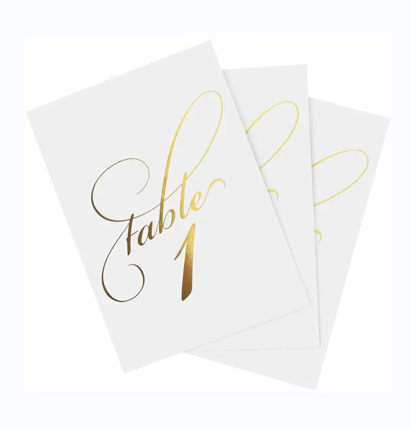 Luxury Gold Table Numbers for Wedding Reception in Double Sided Gold Foil Lettering with Head Table Card Perfect for Wedding
