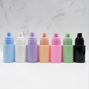 Vorrätig Kunststoff 30 ml Kosmetik Spender Emulsionpresse Hautpflege Make-up farbige Packung flache Schulter flüssige Grundlage Flasche
