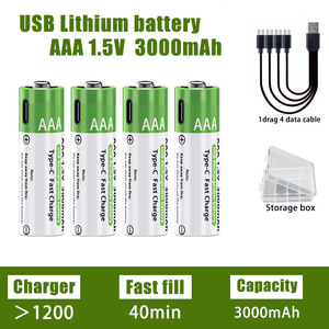 Batterie rechargeable au lithium-ion <span class=keywords><strong>AAA</strong></span> TYPE-C 1,5 V USB à charge rapide, écologique, <span class=keywords><strong>pour</strong></span> souris <span class=keywords><strong>sans</strong></span> <span class=keywords><strong>fil</strong></span>, en stock - Product Image 3