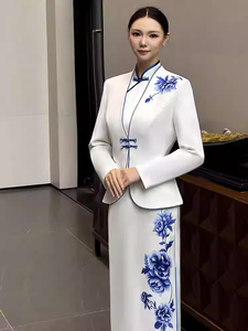 High-End Peony Rhythm Series Chinese Style Women's Cheongsam Hotel Reception and <strong>Waitress</strong> Workwear Hotel <strong>Uniforms</strong> - Product Image 3
