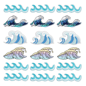 Iron-On Embroidered Eco-Friendly Felt PVC Various Wave Patch for Clothing <b>Hat</b> <b>Bag</b> Decoration - Product Image 4