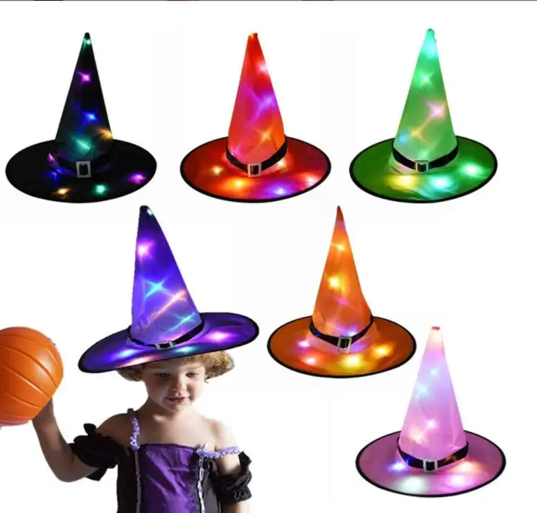 Halloween Witch Hat With Lights LED Hanging Lighted Glowing Outdoor Indoor Yard Tree Garden Party Decoration