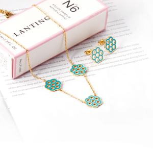 Conjunto de Joyería de Acero Inoxidable 2021, Collar con Colgante y Aretes para Mujer, Ideal para Regalo - Product Image 3