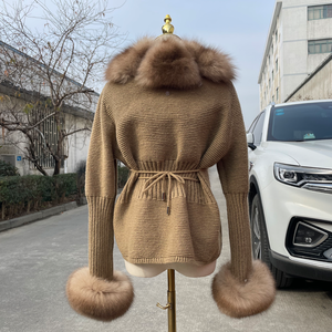 Soldes du Black Friday, QIUCHEN QC21144, manteau d'hiver pour femmes, mode, luxe, duveteux, pull en fourrure de renard amovible - Product Image 4