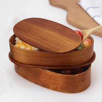 Boîte à bento japonaise double couche en bois naturel, boîte à déjeuner, nouveau design 2022