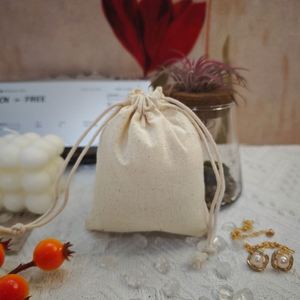 Custom Logo Printed Cotton Linen Cosmetic <b>Drawstring</b> <b>Bag</b> Organic Muslin <b>Makeup</b> Skincare Gift Cotton Pouch Tea/Spice Packaging - Product Image 4