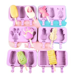 New Dễ Thương Silicone Ice Pop Khuôn Tái Sử Dụng Dễ Dàng Phát Hành Popsicle Khuôn Tự Làm Ice Pop <span class=keywords><strong>Maker</strong></span> Với Nắp Ice Cream Popsicle Khuôn - Product Image 1