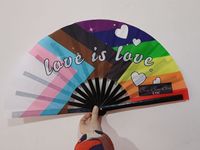 Büyük yansıtıcı el Fan 27cm / 33cm holografik UV Fan yüksek prim bambu katlanır Clack Rave Fan parti kullanımı için