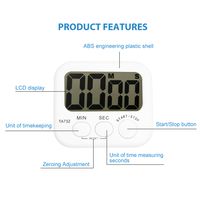 Temporizador de Cocina Digital Electrónico de Plástico con Pantalla LCD Mini de Alta Calidad, Temporizador de Cuenta Regresiva y Cuenta Ascendente, Alarma