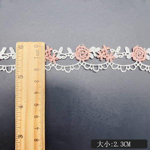 ริบบิ้นลูกไม้ปักลายแถบแถบผ้าโพลีเอสเตอร์สำหรับชุดเดรสความกว้าง23มม. สีชมพูสีแดงน้ำที่ละลายน้ำได้ - Product Image 3