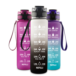 <span class=keywords><strong>Bouteille</strong></span> d'eau en plastique en Tritan pour entraînement et sport, 1000ml/32OZ, avec marqueurs de temps et mesures - Product Image 3