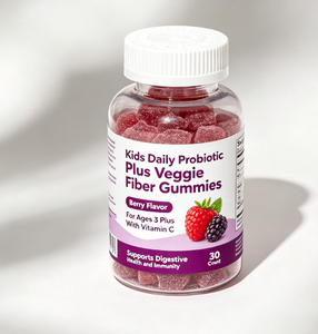 Gomitas Probióticas con Fibra para Niños, Sabor a Bayas, Sin Azúcar, Sin Gelatina, para Mayores de 3 Años, con Vitamina C, Apoyo para el Intestino - Product Image 1