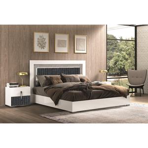 סט ריהוט לחדר שינה הכולל שידת לילה מודרנית יוקרתית ממלמין בהתאמה אישית, מיטה זוגית בגודל קינג סייז, סיטונאי מהמפעל - Product Image 1