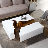 Malle de luxe style nordique en acier inoxydable, design racine d'arbre, table centrale dorée, moderne, table basse, meuble de salon