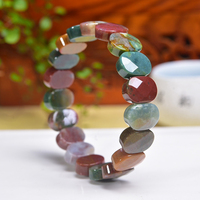 Bracelet en Jaspe Océanique Naturel UJBOX en Gros, Bracelet Perlé Facetté, Bijou en Pierre Énergétique de Guérison de Madagascar pour Femme