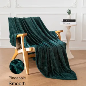 Couverture en flanelle à carreaux d'ananas double face en polyester doux et chaud confortable 100% <span class=keywords><strong>couleur</strong></span> unie pour canapé - Product Image 2
