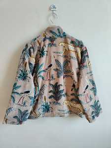 Blouson Bomber en Velours Respirant Écologique Réversible à Imprimé Jungle Marron avec Rembourrage 100% Coton Longueur Courte Prêt pour l'Hiver - Product Image 6