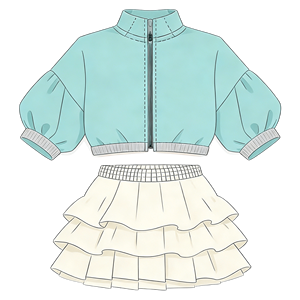 Conjunto Casual de 2 Piezas para <span class=keywords><strong>Niñas</strong></span>, Top con Mangas Abullonadas y Cierre, Falda con Volantes, <span class=keywords><strong>Ropa</strong></span> de Verano para Niños, Conjunto de <span class=keywords><strong>Tenis</strong></span> Infantil - Product Image 1