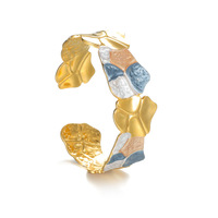 Bracelet manchette géométrique pour femme, plaqué or 18 carats, acier inoxydable, émail irrégulier, bague de bras, bijoux de luxe léger et tendance