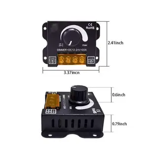 Gradateurs de bouton 12-24V 30A haute puissance LED bande lumière PWM contrôleur de gradation boîtier en acier 12V 24V 36V 48V rotatif LED gradateur