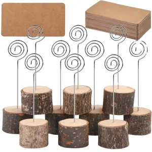 Porte-cartes rond en bois doré pour table, porte-cartes de visite adapté aux mémo, images, confiture, cartes de menu