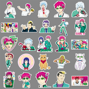 50PCS/SET Pegatinas de Anime de la Película 'La Vida Desastrosa de <span class=keywords><strong>Saiki</strong></span>', Decoración para Equipaje, Impermeables, para Ventanas de Coche, Portátiles - Product Image 5