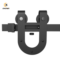 Kit de quincaillerie pour porte coulissante de grange Oksun, rail extérieur robuste, ensemble de roulettes pour armoire, glissière industrielle, double kit en fer