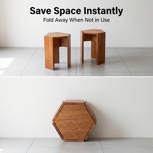 Dos Taburetes de Madera Maciza Apilables, Estilo Escandinavo Simple, Modernos y Portátiles, para Comedor, <span class=keywords><strong>Tocador</strong></span>, Sala de Estar - Product Image 2