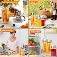 Bouteilles en verre à large ouverture pour jus, eau, smoothies, lait et protéines, avec couvercles, sans BPA, réutilisables, anti-fuite, type shaker