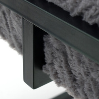 Tabouret repose-pieds carré en fausse fourrure de couleur grise, avec jambes de cadre en métal, nouveau design moderne 2020